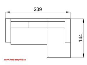 rohová sedací souprava GAMA - L-područka, pohovka 2D s lůžkem, dlouhé křeslo, P-područka (šířka: 239, hloubka: 144, výška: 72,5)